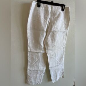 Eileen Fisher White Straight-Leg Linen Pants